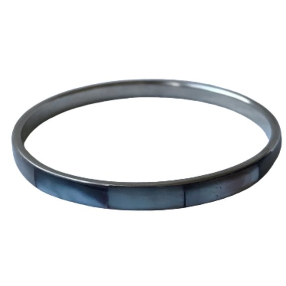 Vintage Shell Inlay Silver Boho Bangle Bracelets - Picture 7 of 16